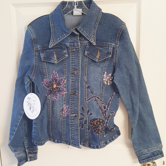 GIRLS Denim JACKET EMBELLISHED NWT Beautiful Girl - Picture 1 of 8